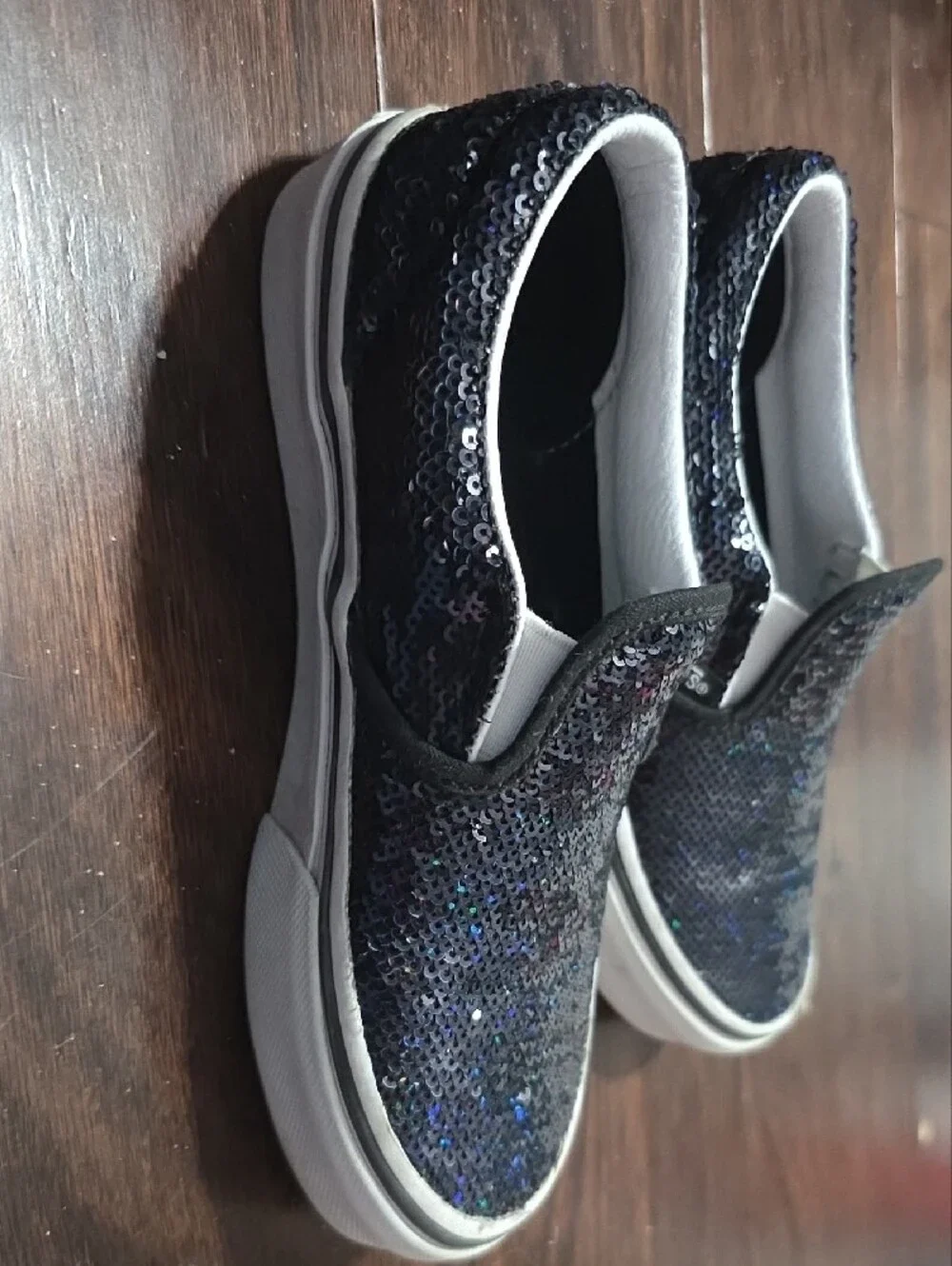 Vans Kids Black Sequin Slip-On Sneakers